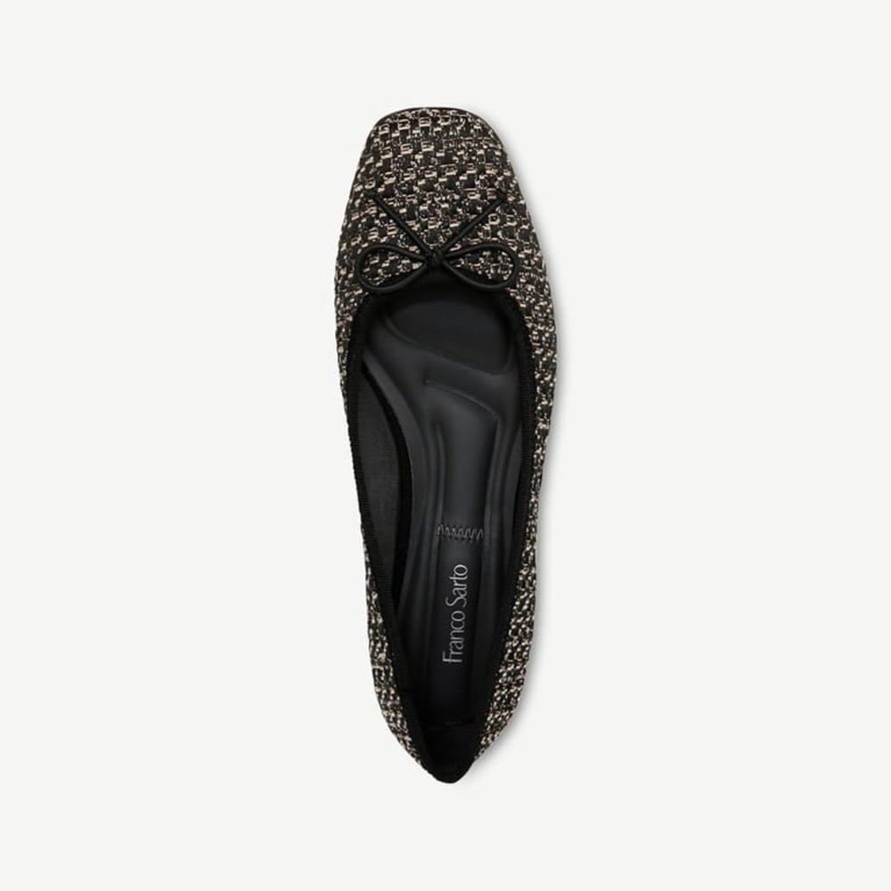 New Franco Abigail Ballet Flat Size 6W in Beige Black Tweed Fabric